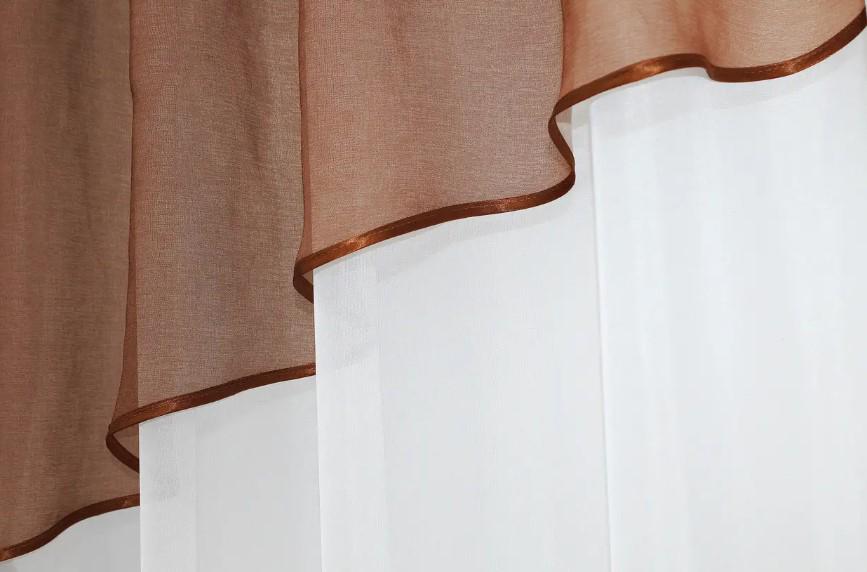 Шторка с ламбрекеном шифон/батист 270х170 см Коричневый/Белый (00к 59-328) - фото 3 Шторка с ламбрекеном шифон/батист 270х170 см Коричневый/Белый (00к 59-328) - фото 3