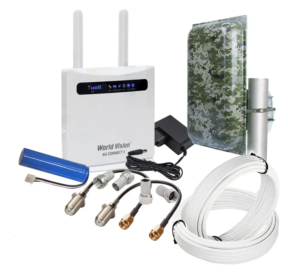 Інтернет-комплект з Wi-Fi роутером 4G World Vision 4G CONNECT 2 та антена Maxi MIMO 22 dBi 824-960-2700 МГц (1905933318) Інтернет-комплект з Wi-Fi роутером 4G World Vision 4G CONNECT 2 та антена Maxi MIMO 22 dBi 824-960-2700 МГц (1905933318)