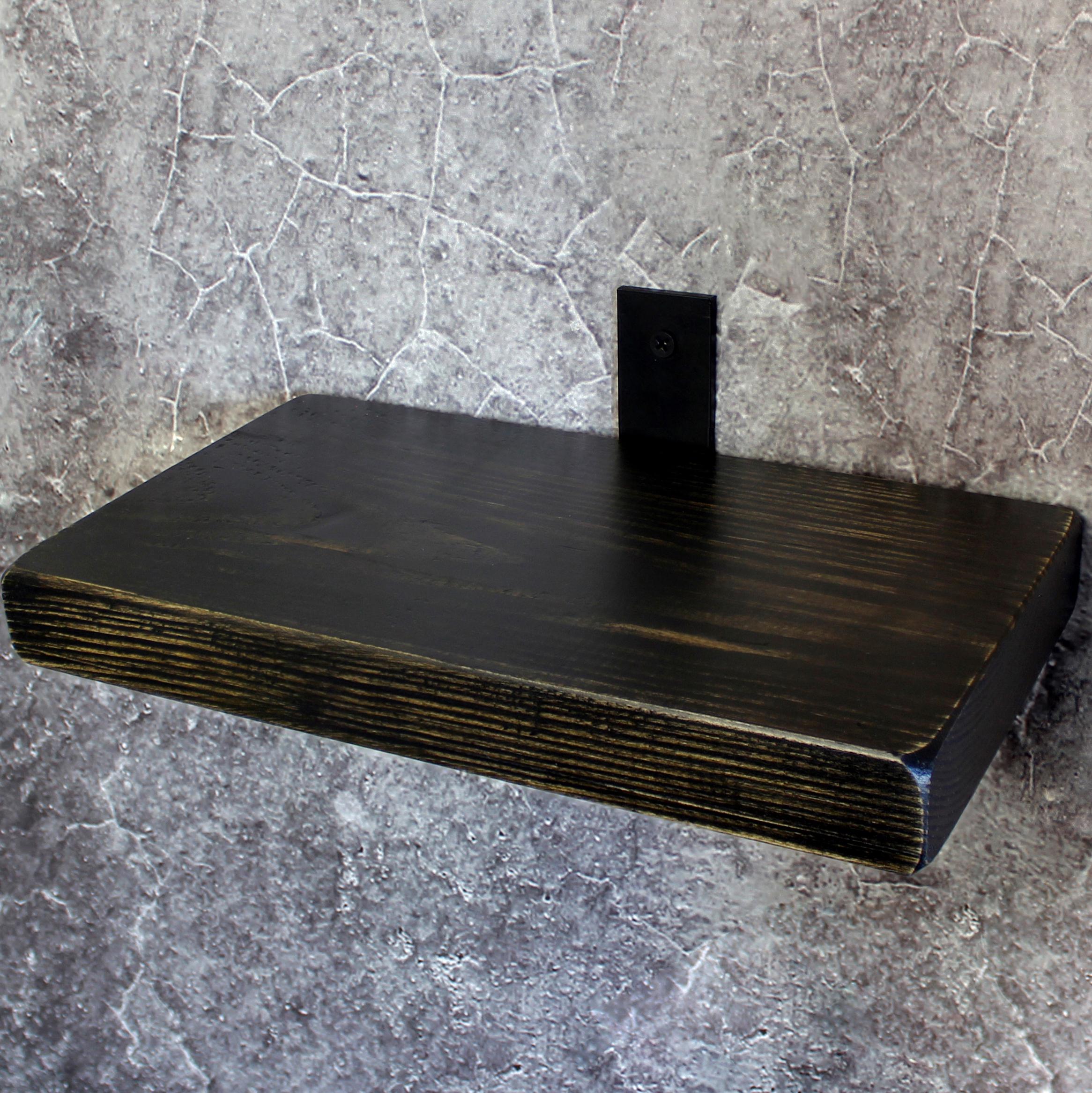 Полиця-тримач для ванної кімнати вологостійка сосна лофт 255 мм Чорний