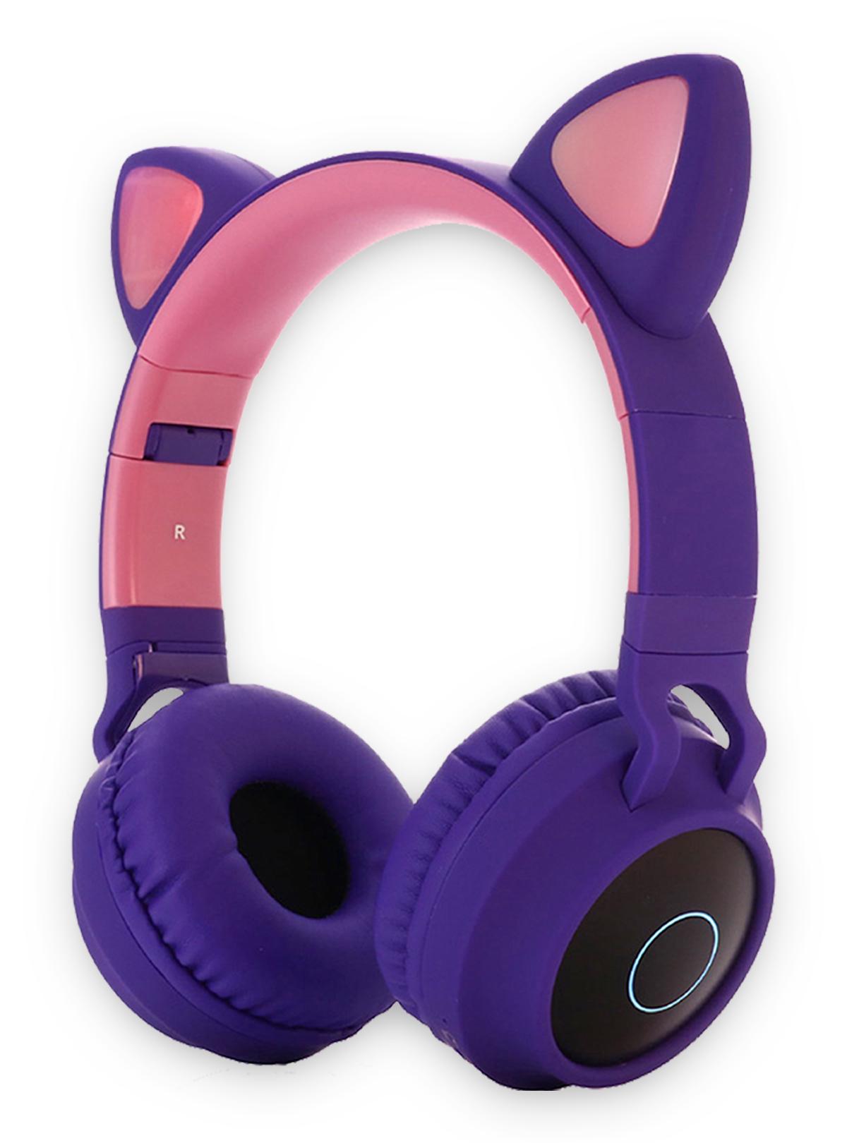 Бездротові дитячі навушники з котячими вушками для дівчинки BT028C Фіолетовий (Ф54114)