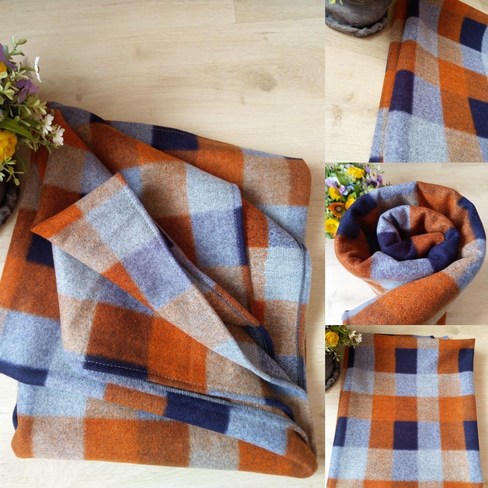 Плед-покрывало New House шерстяной 110х140 см Оранжево-серый (27052781) - фото 3