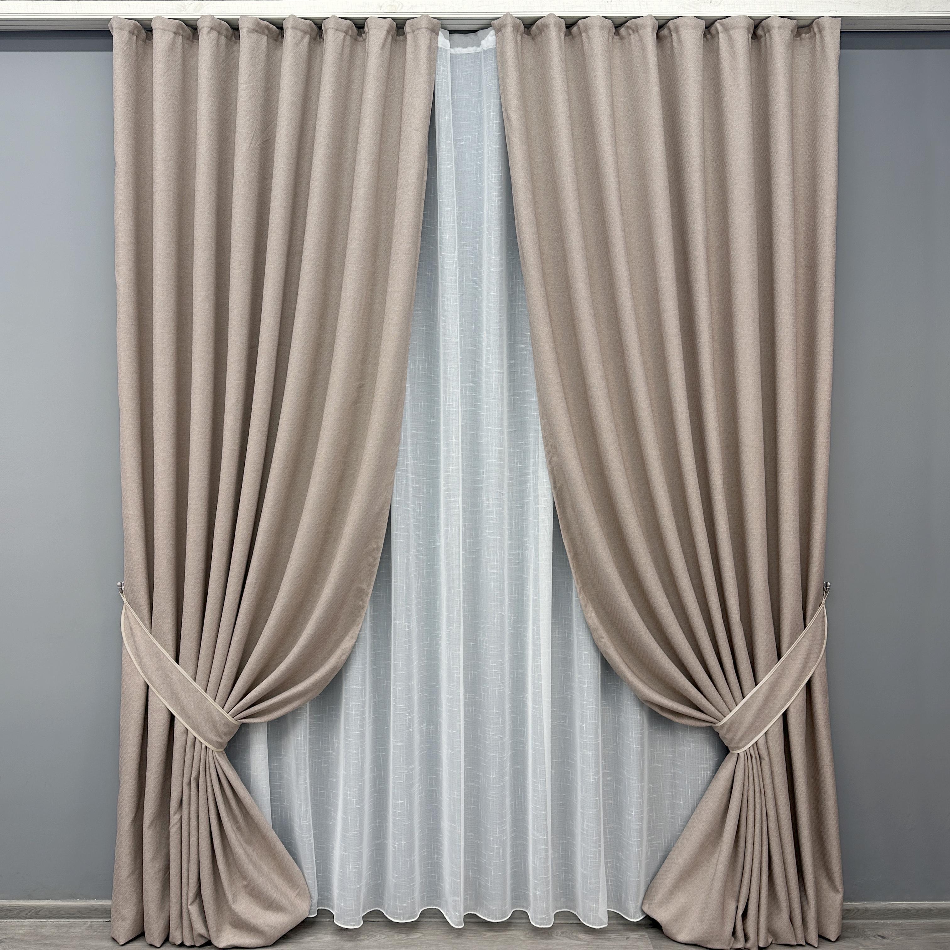 Комплект готовых штор VR-Textil ELEMENTA №1869ш лен 150х270 см 2 шт. Бежевый (33-0857) Комплект готовых штор VR-Textil ELEMENTA №1869ш лен 150х270 см 2 шт. Бежевый (33-0857)