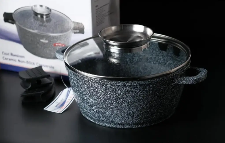 Каструля Bohmann з мармуровим антипригарним покриттям 3 л Сірий (BH-7450-22CRM)