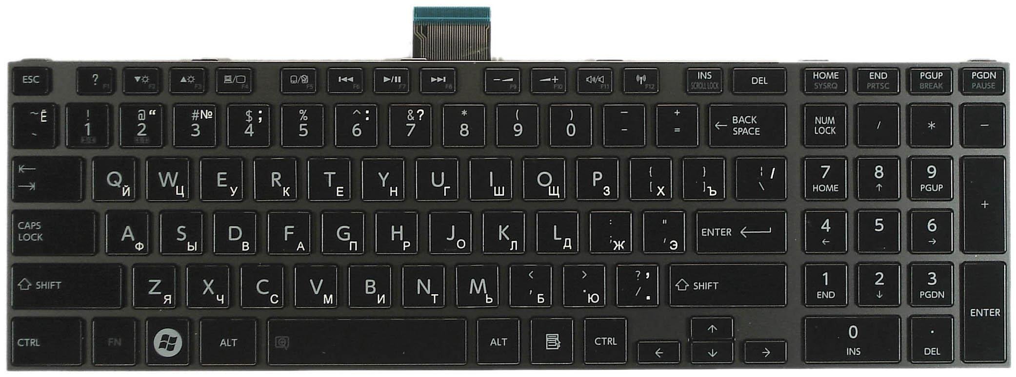 Клавиатура для ноутбука Toshiba Satellite C850/C855/C870/C875/L850/L855/L870/L875/P870/P875 Black Frame Black