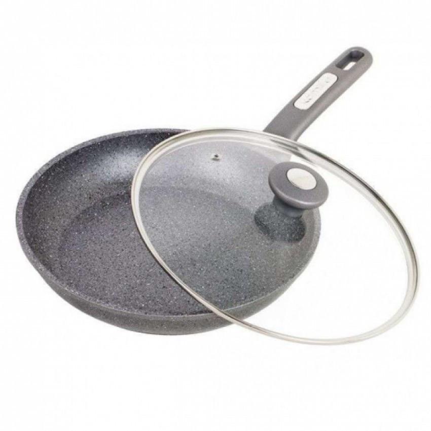 Сковорода Kamille KM-4270GR с гранитным антипригарным покрытием с крышкой 22 см