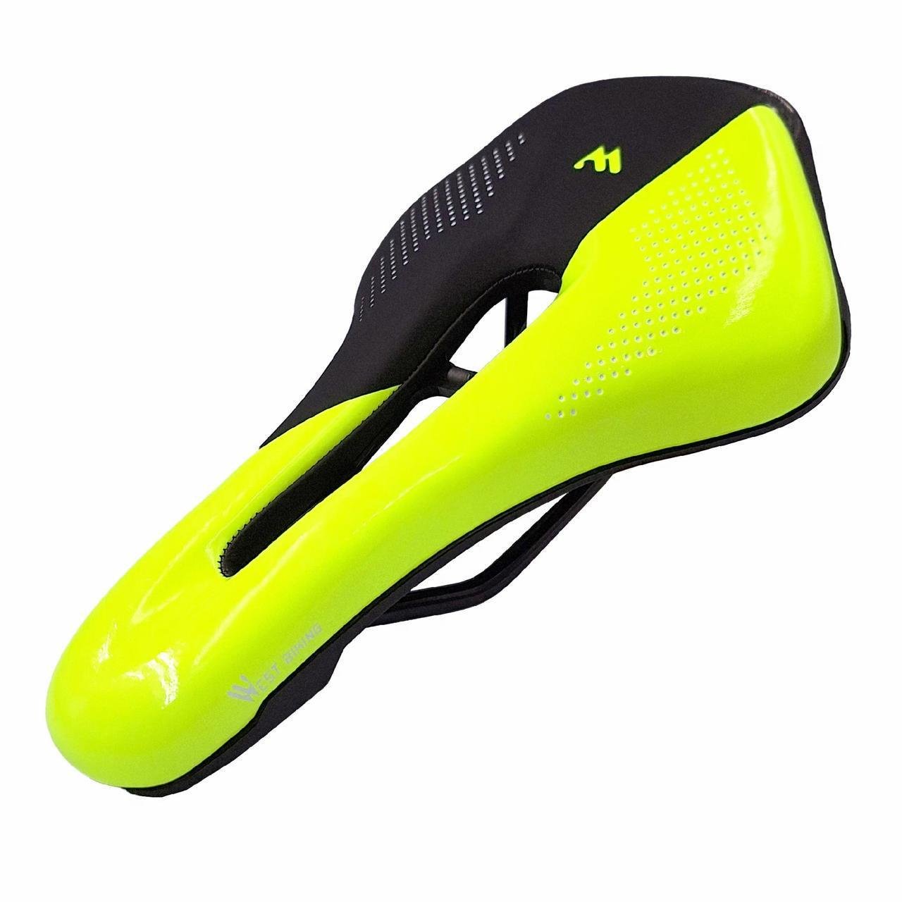 Сідло велосипедне West biking YP0801101 з вентиляційним отвором 25,5х15 см Чорний з жовтим (G0001577)