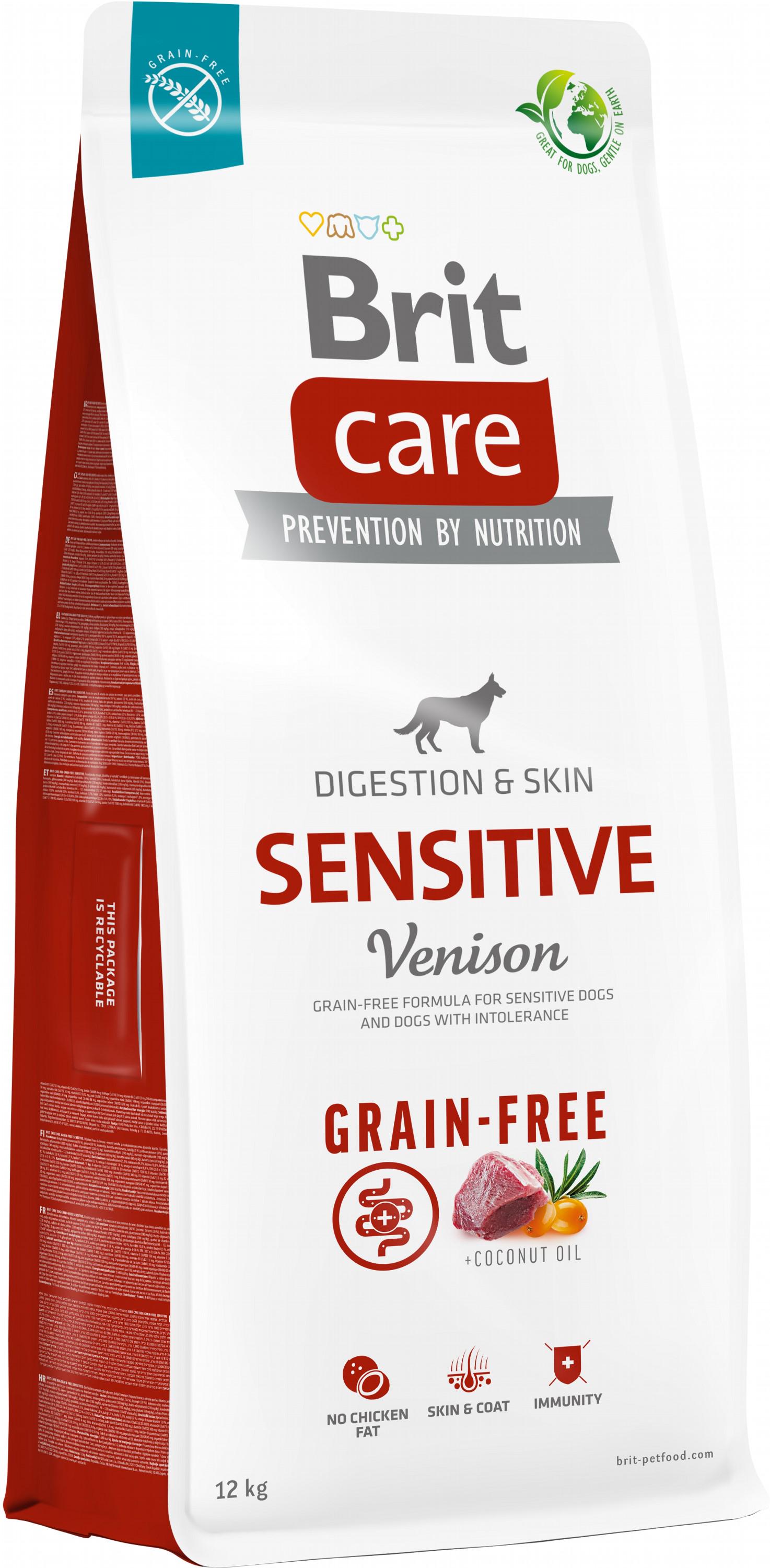 Корм для собак с чувствительным пищеварением Brit Care Dog Grain-free Sensitive с олениной беззерновой 12 кг (8595602559138)