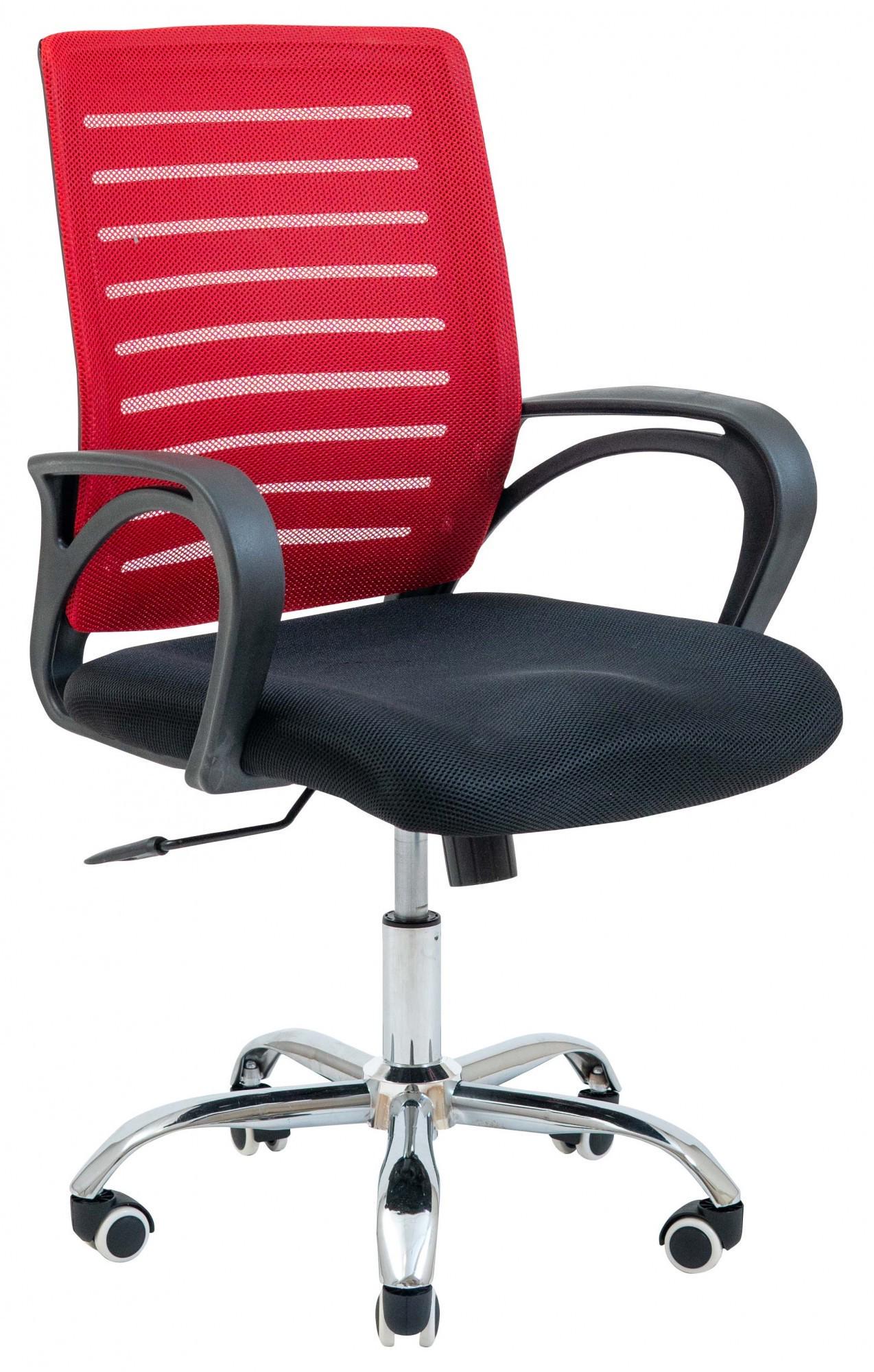 Кресло офисное компьютерное Flush Сетка Хром М1 Tilt Черно-красный - фото 1