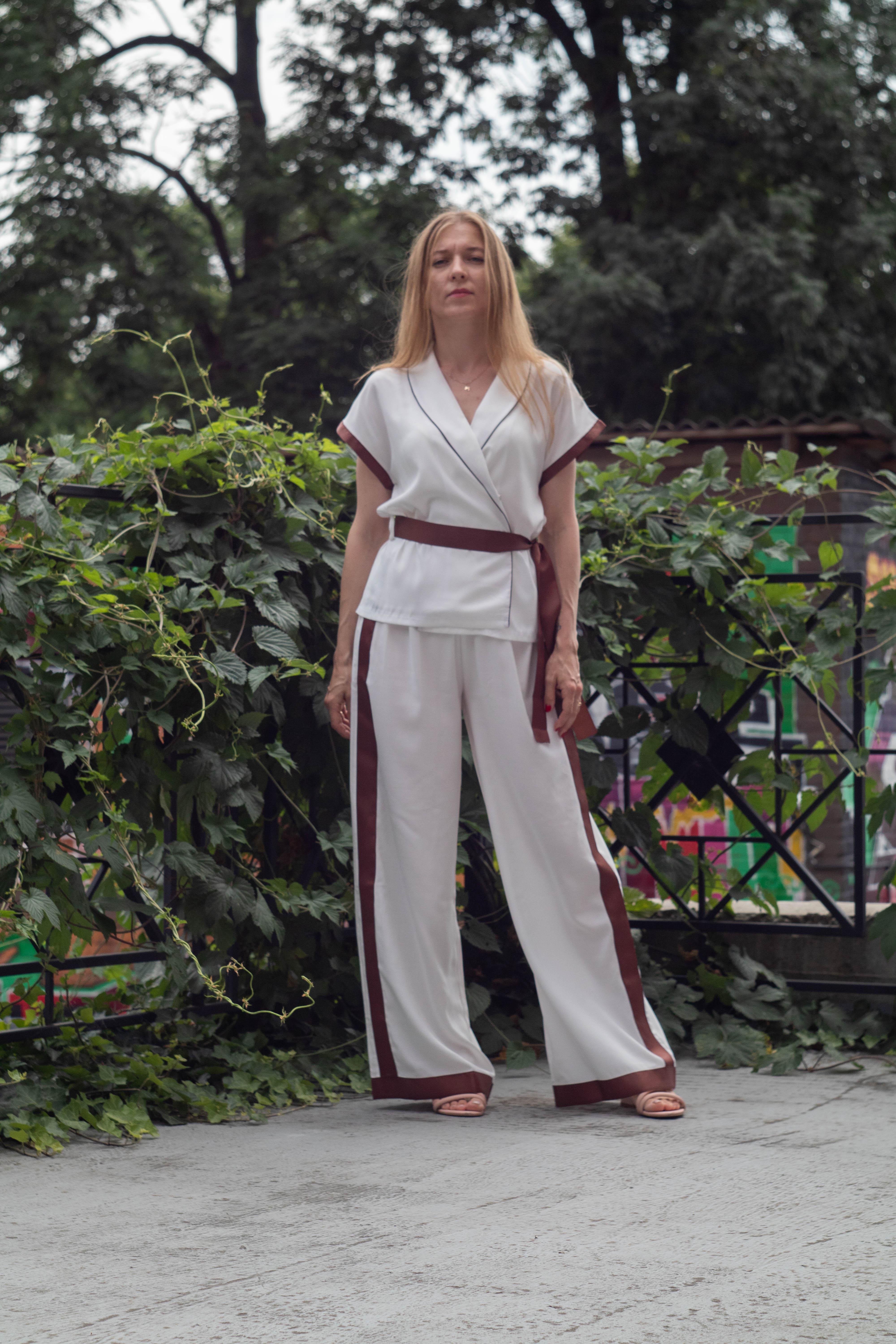 Костюм жіночий VSlatinina штани з кімоно S Айворі (01234567837) - фото 3 Костюм жіночий VSlatinina штани з кімоно S Айворі (01234567837) - фото 3