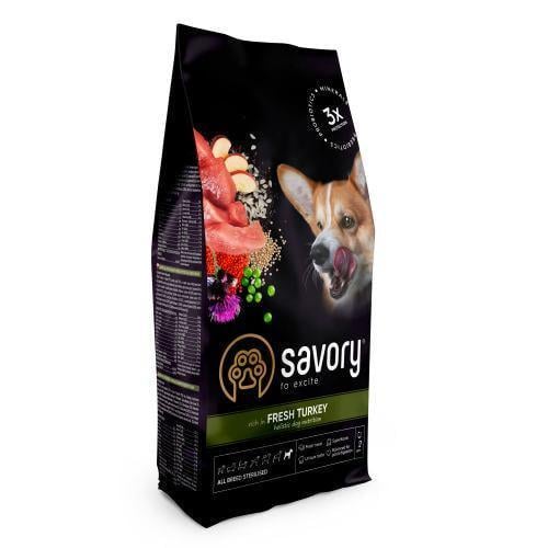 Корм сухой Savory All Breed для стерилизованных собак всех пород со свежей индейкой 1 кг