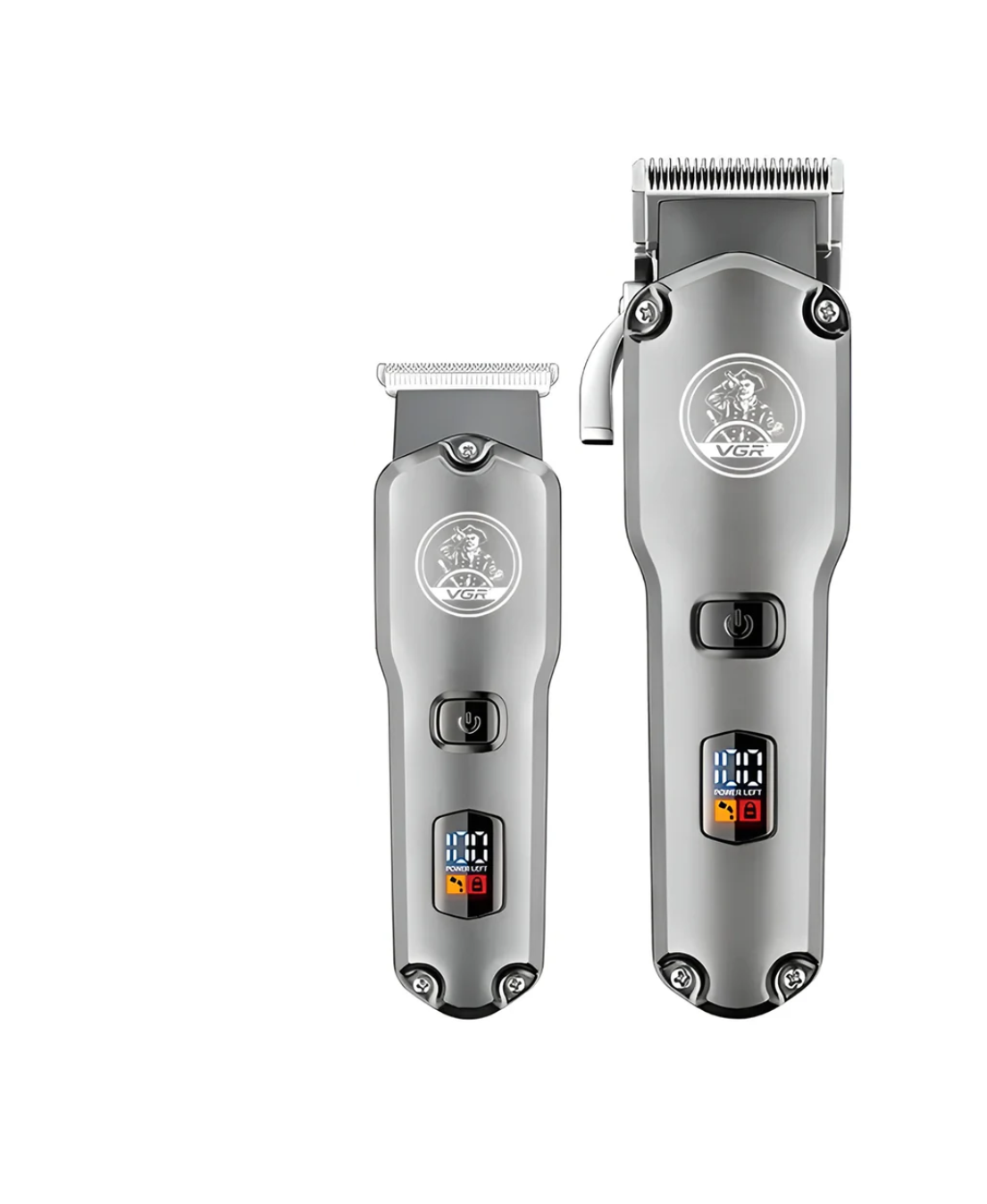 Машинка акумуляторна для стрижки волосся з триммером для бороди VGR з 14 насадками та LED-дисплеєм (V-675)