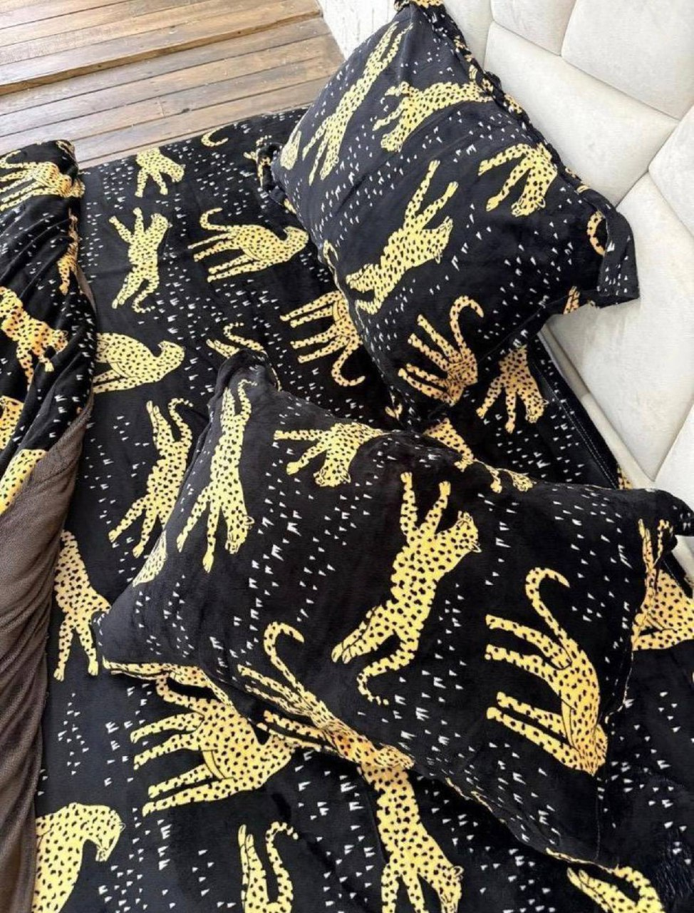 Постільна білизна плюшева мікрофібра пухнаста полуторний 50х70 см Темно-Синій із жовтим - фото 2