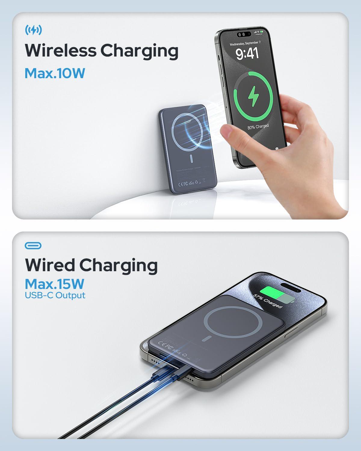 Повербанк магнитный MagSafe 5000 mAh для iPhone Air/17/16/15/14/13/12 Black - фото 5 Повербанк магнитный MagSafe 5000 mAh для iPhone Air/17/16/15/14/13/12 Black - фото 5