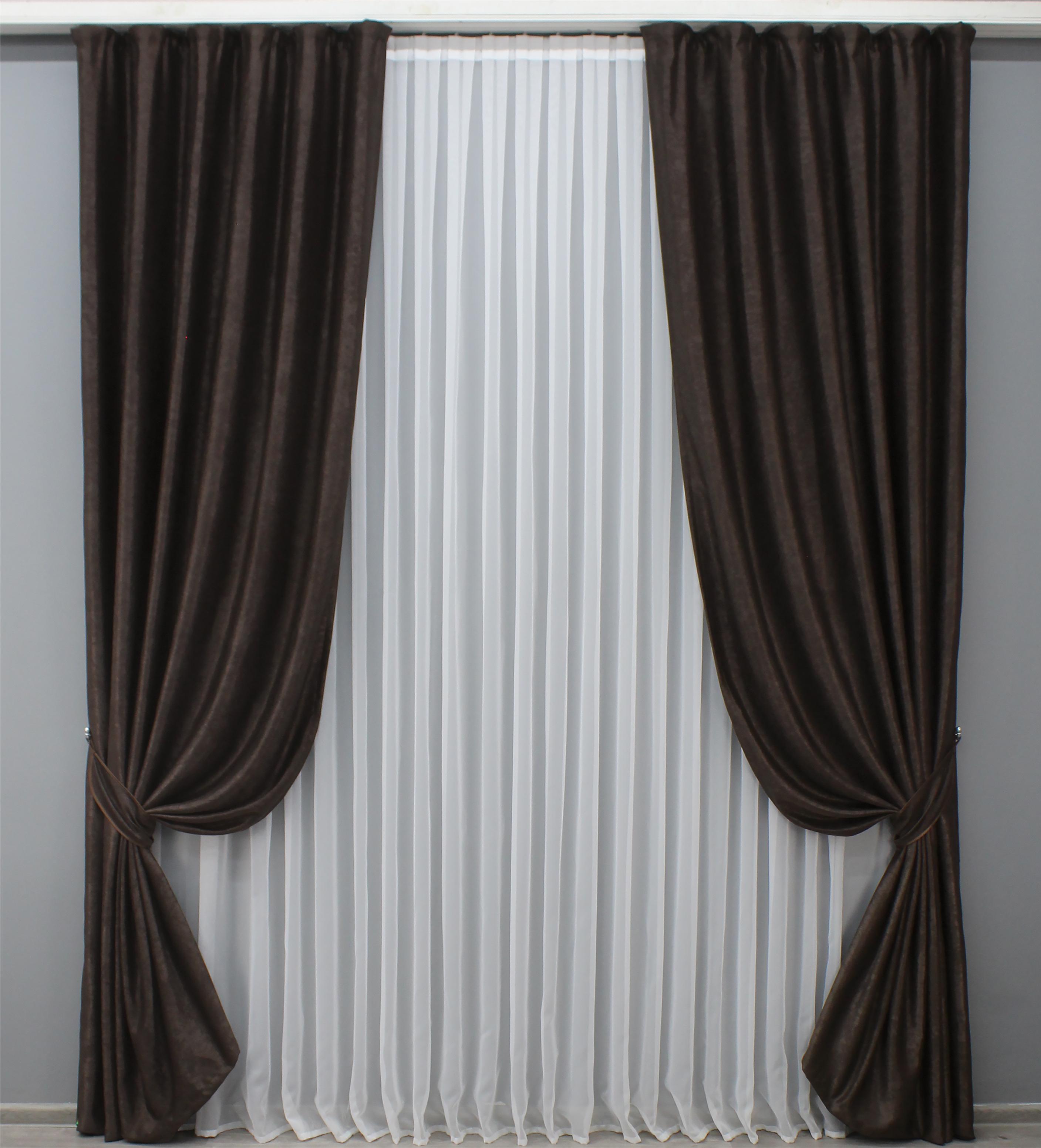 Комплект готовых штор VR-Textil Лен Парма №1459ш 150х270 см 2 шт. Венге (33-0317)