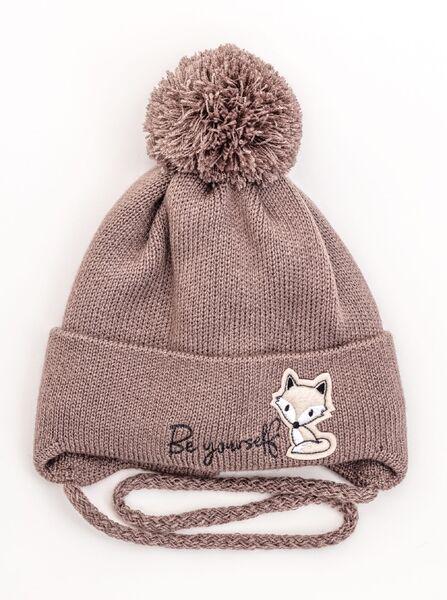 Шапка детская для мальчиков Лисенок D896 хлопок 38-42 см Кофейный