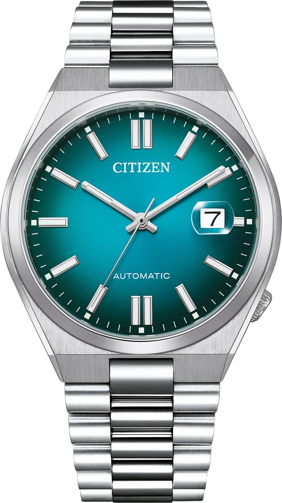 Наручные часы мужские Citizen NJ0151-88X Tsuyosa Collection механические с сапфировым стеклом/стальным корпусом и зеленым циферблатом