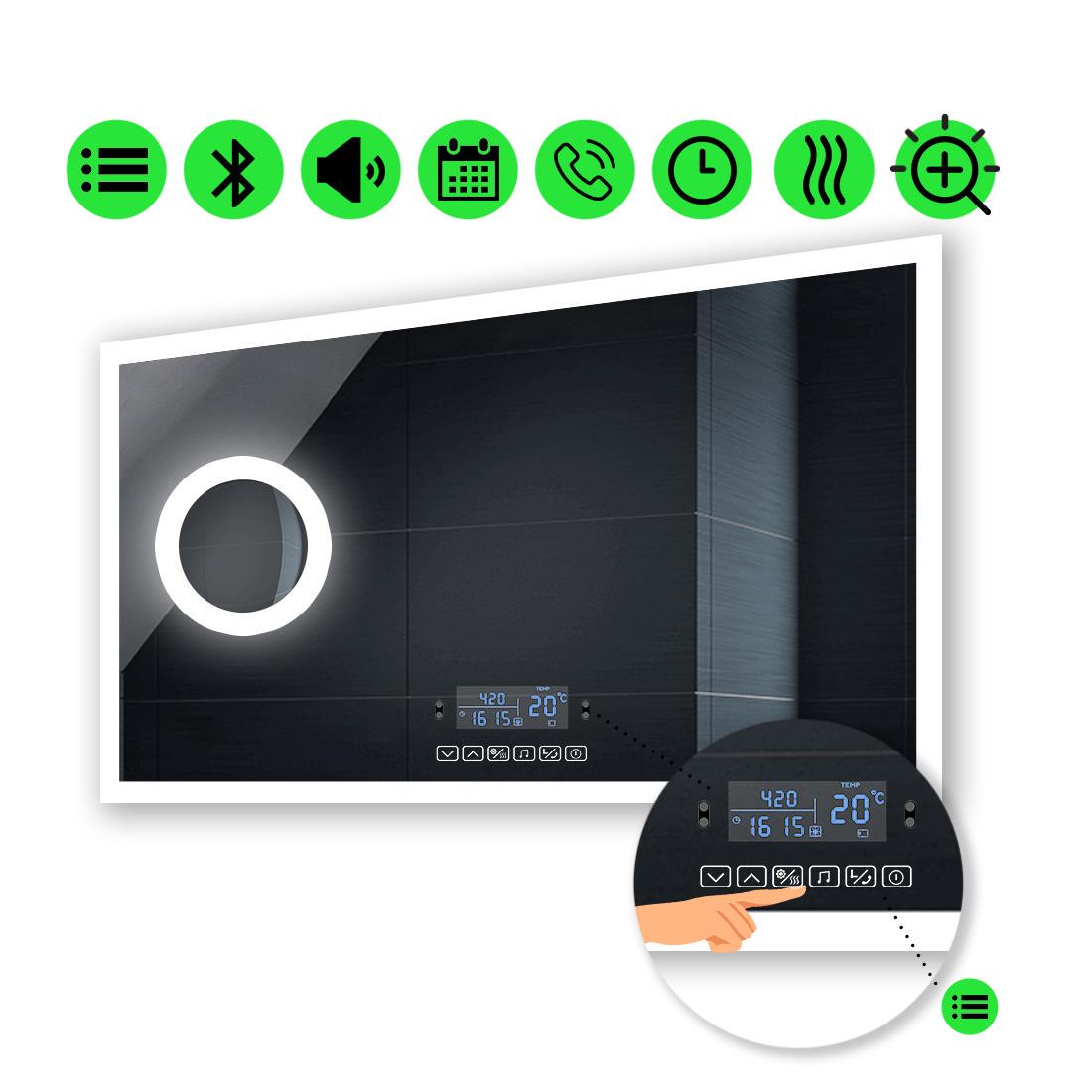 Зеркало с LED подсветкой Simphony с Smart-блоком линзой с подсветкой и подогревом 120x100 см (Simphonyg239) - фото 1 Зеркало с LED подсветкой Simphony с Smart-блоком линзой с подсветкой и подогревом 120x100 см (Simphonyg239) - фото 1