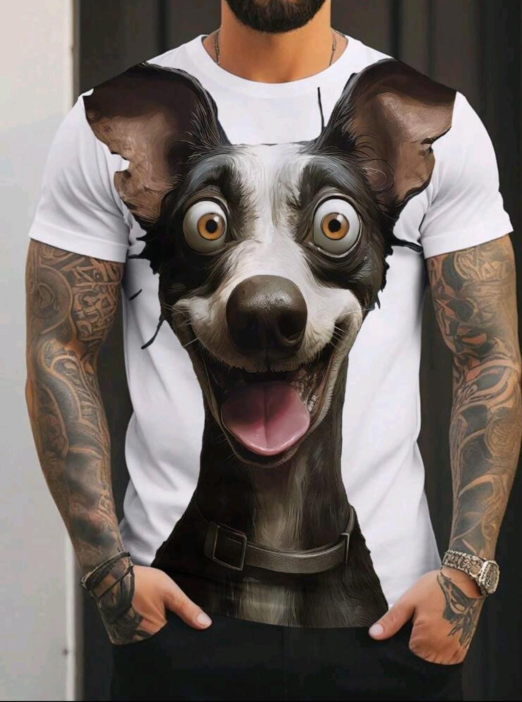 Футболка SUMMER With Funny Cartoon Dog Print XL Белый (27471556)