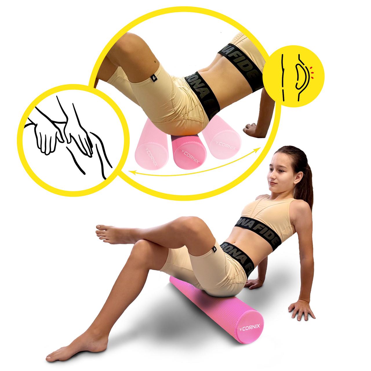 Массажный ролик Cornix EVA+ 60х15 см Pink (XR-0308) - фото 6 Массажный ролик Cornix EVA+ 60х15 см Pink (XR-0308) - фото 6