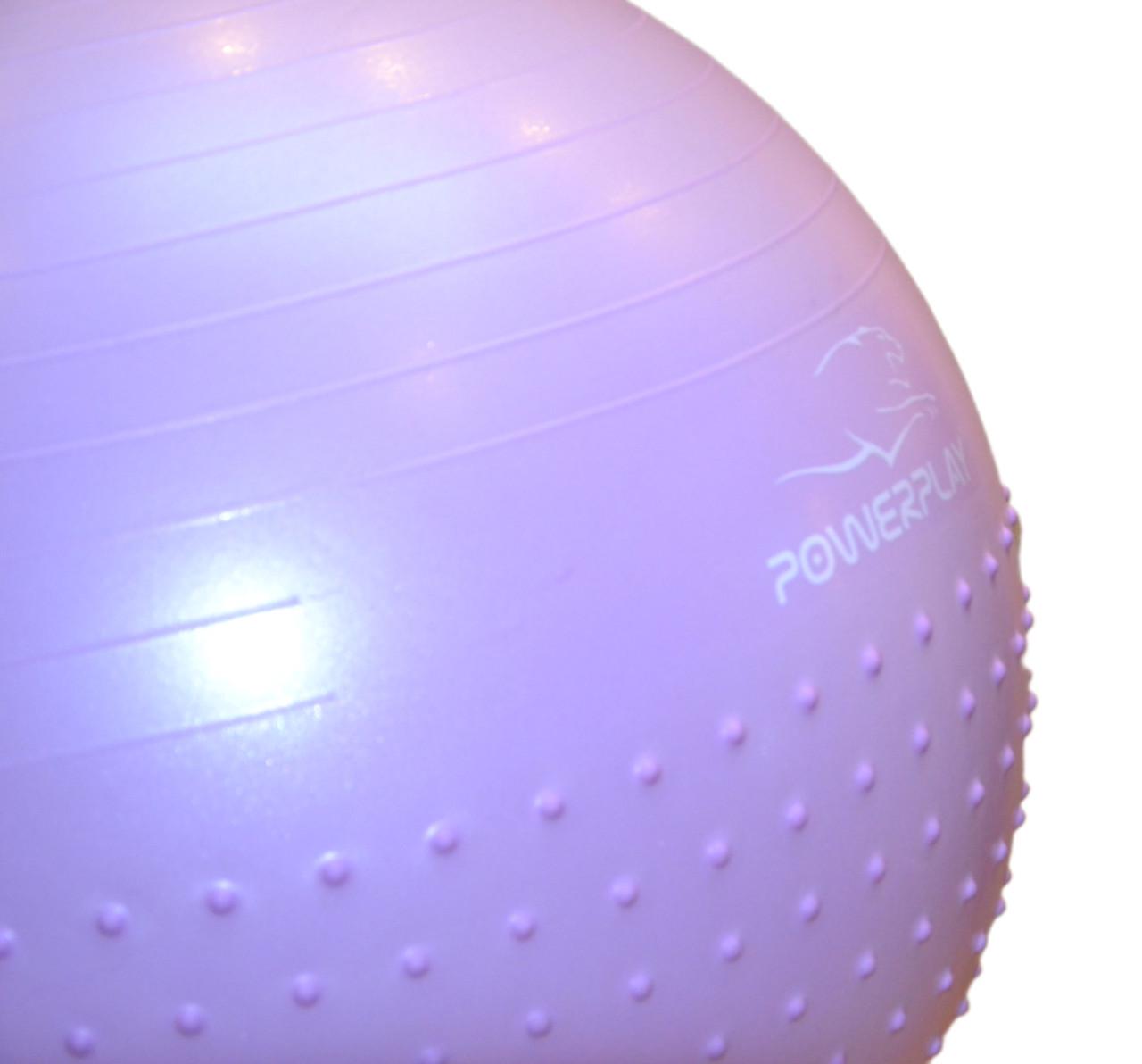 Мяч для фитнеса полумассажный PowerPlay 4003 Gymball с помпой Ø75 см Сиреневый (A-011832) - фото 7 Мяч для фитнеса полумассажный PowerPlay 4003 Gymball с помпой Ø75 см Сиреневый (A-011832) - фото 7