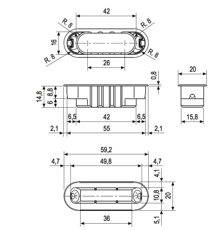 Ответная планка MINIMAL для магнитного замка AGB Polaris Хром матовый (B02402.05.34) - фото 3 Ответная планка MINIMAL для магнитного замка AGB Polaris Хром матовый (B02402.05.34) - фото 3