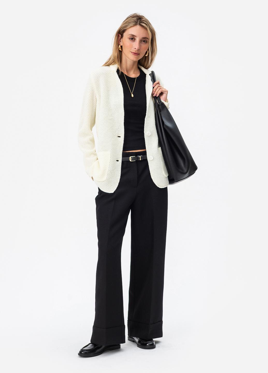 Піджак жіночий рисової в'язки SVTR р. 48-50 Молочний (598) - фото 2 Піджак жіночий рисової в'язки SVTR р. 48-50 Молочний (598) - фото 2