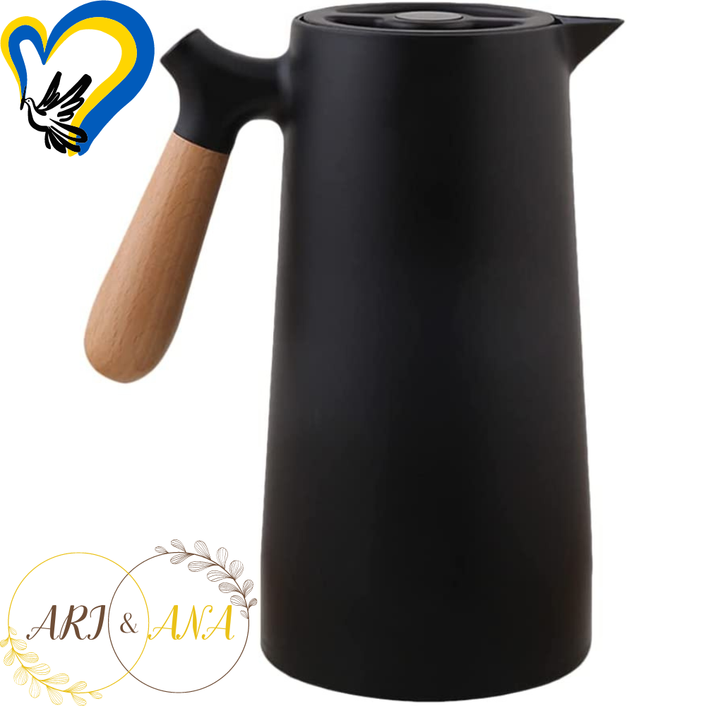 Термос-глечик Ari&Ana для гарячих та холодних напоїв 1 л Чорний (12637432) - фото 7