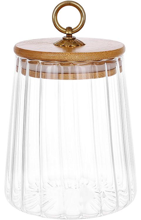 Банка скляна Edinburgh з дерев'яною кришкою для зберігання продуктів 650 мл