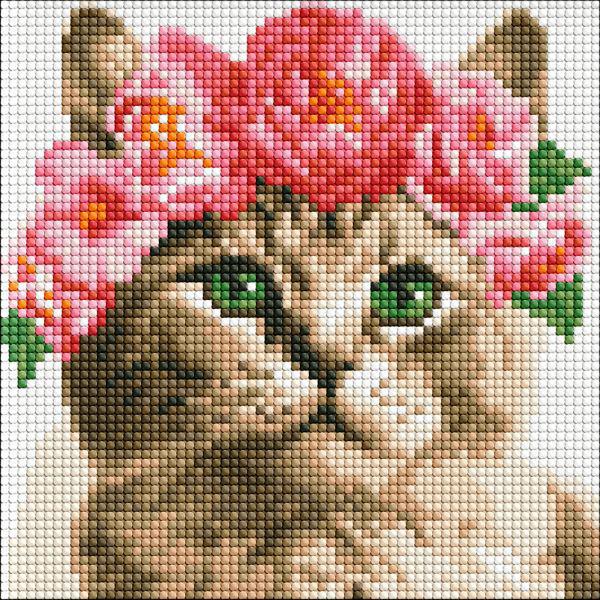 Алмазная мозаика Идейка Изящная кошечка с голограммными стразами 20x20 см (Id-AMC7792)