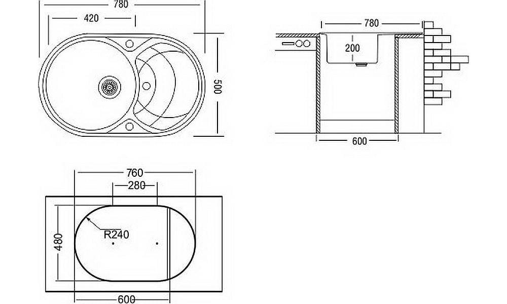 Мойка кухонная LONGRAN ECLIPSE ELG 780.500 Песочный (38 Terra) - фото 2