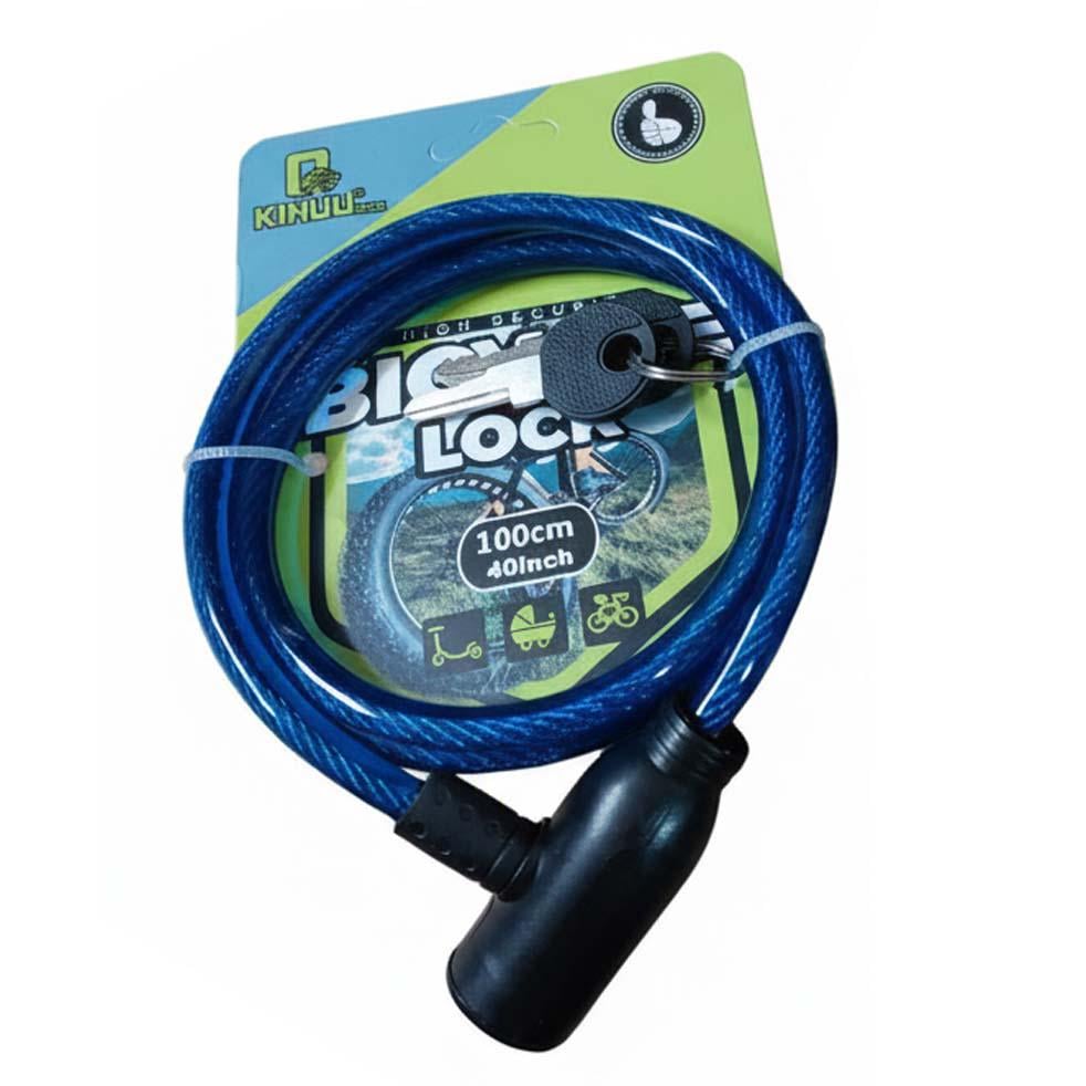 Замок велосипедний KIHUU LOCK 801 тросовий 0,8х100 см з двома ключами Blue (29875868)