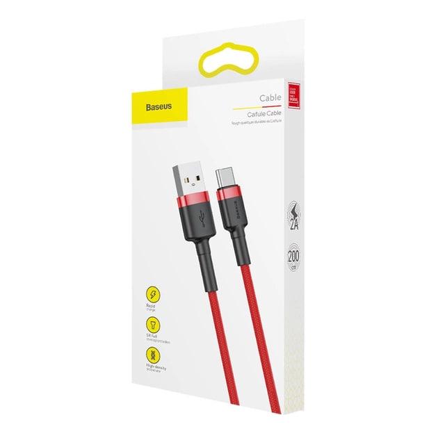Кабель для быстрой зарядки BASEUS Cafule Cable USB to Type-C  2 A 2 м Red (CATKLF-C09) - фото 9