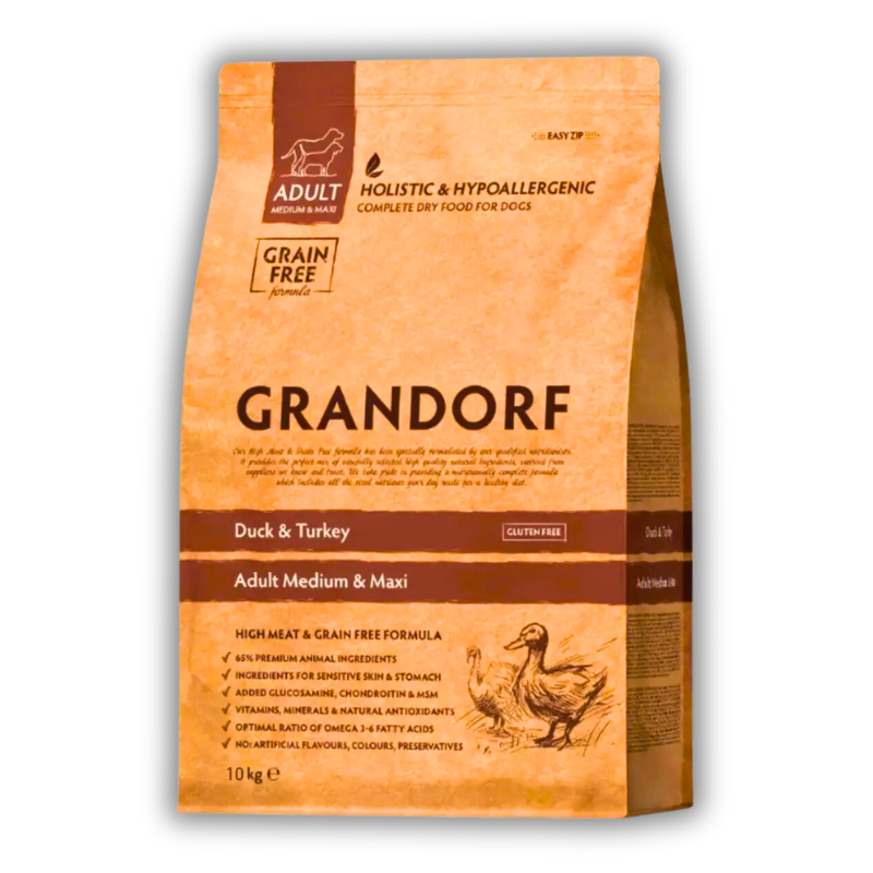 Корм сухий для собак Grandorf Качка та ідичка для дорослих собак середніх та великих порід 10 кг (94610)