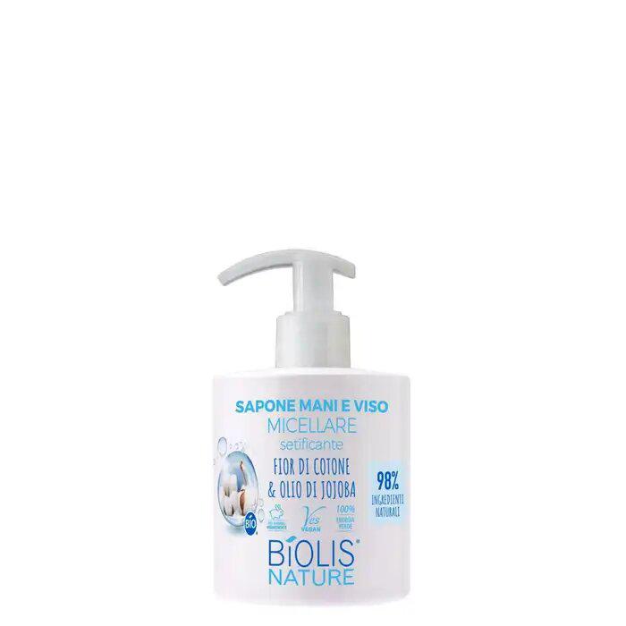 Міцелярне рідке мило для рук та обличчя Biolis Nature з квітами бавовни та маслом жожоба 300 мл