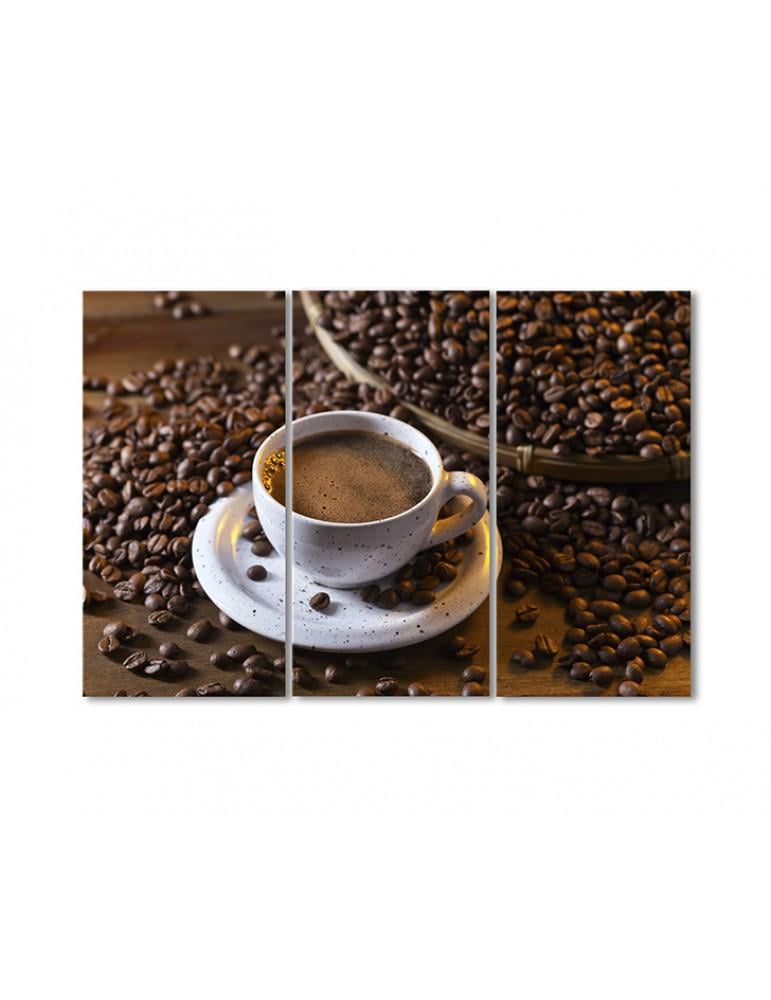 Картина модульная Сначала было кофе 3 модуля 70x105 см