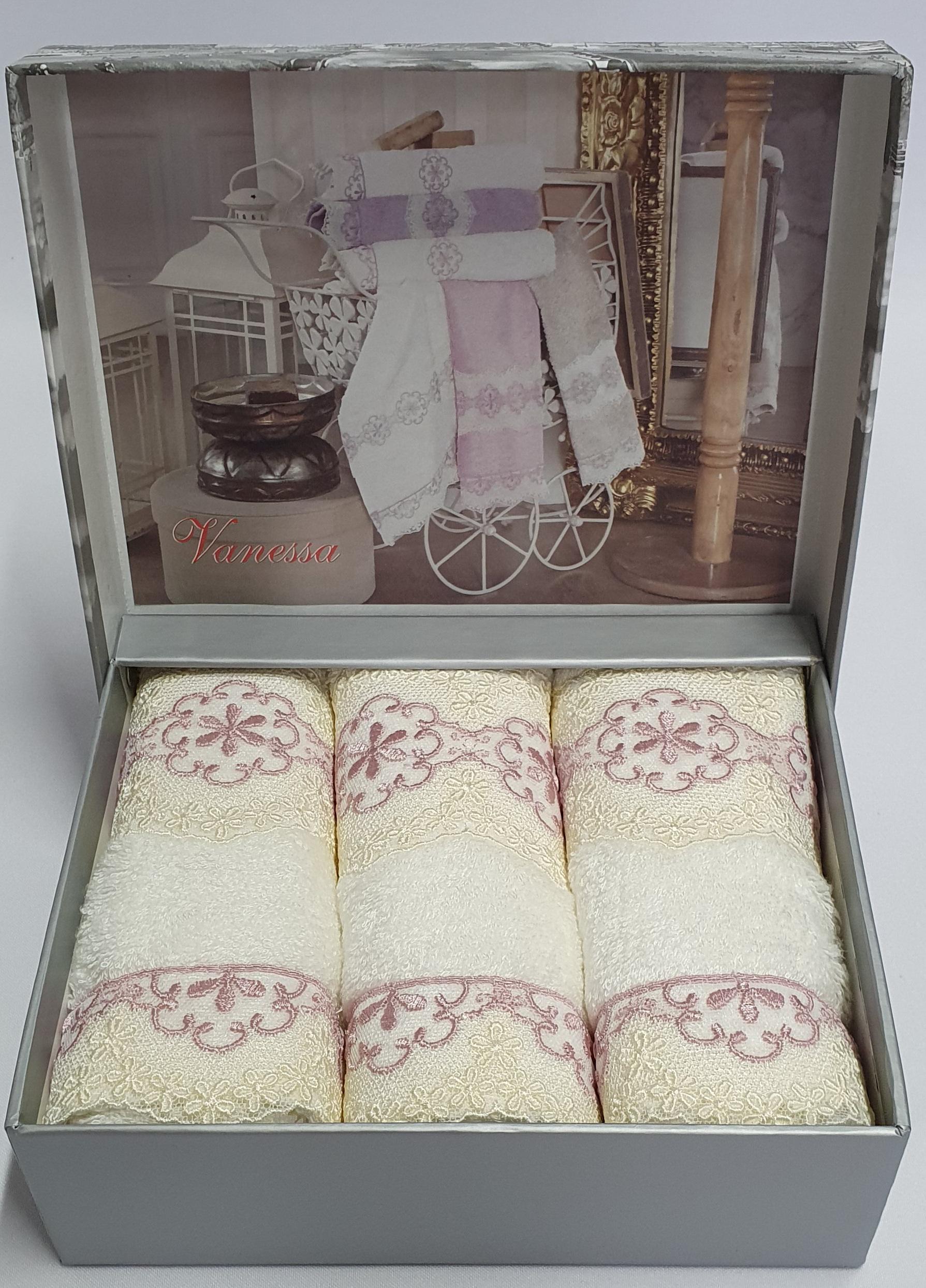 Полотенца Maison D'or 3 шт. Vanessa Set 30x50 Ecru Rosa (CN915)