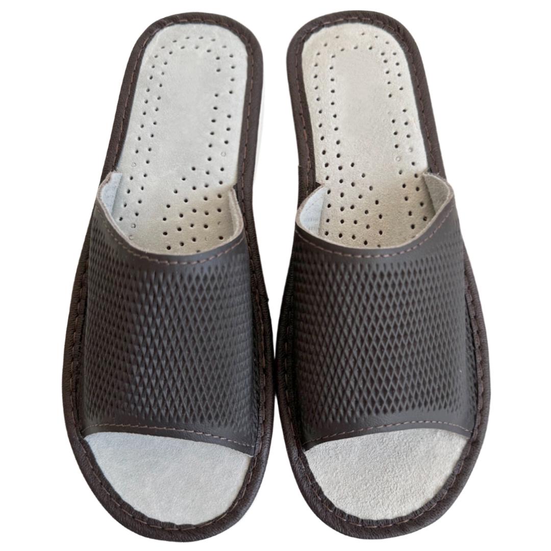 Женские тапочки кожаные р. 41 Темно-коричневый (2595642336)