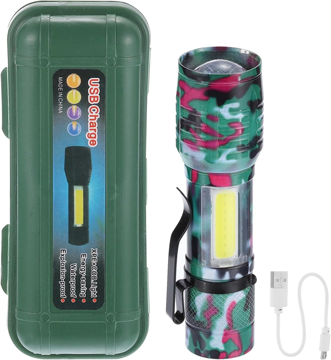 Фонарик ручной аккумуляторный LED со зумом в кейсе 9х2,5 см (535)