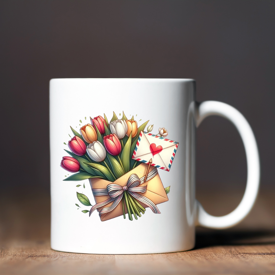 Чашка керамічна глянцева Листівка 330 мл Білий (001512)