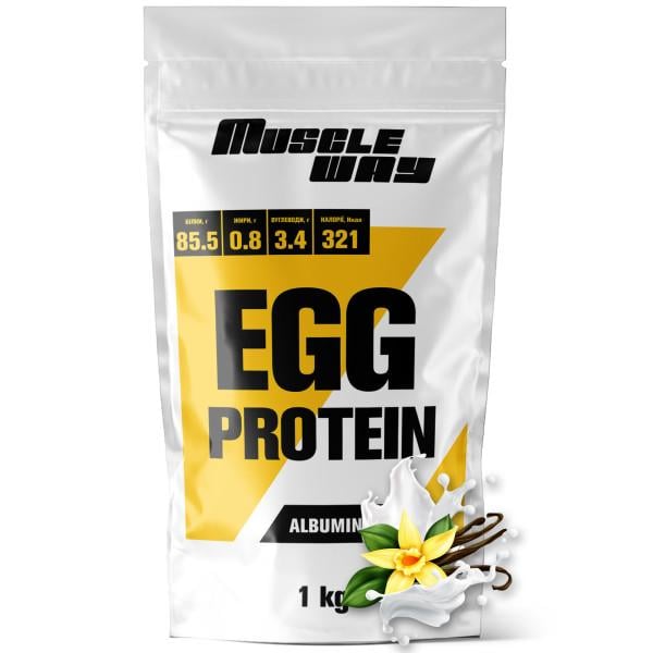 Протеин яичный альбумин для роста мышц MuscleWay EGG PROTEIN 1 кг Ваниль (21-137-ALB-v-1kg) Протеин яичный альбумин для роста мышц MuscleWay EGG PROTEIN 1 кг Ваниль (21-137-ALB-v-1kg)
