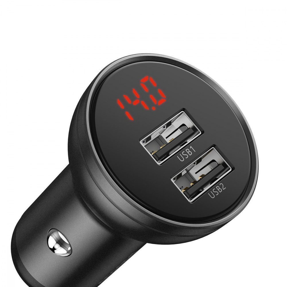 Зарядний пристрій автомобільний BASEUS Digital Display Dual USB 4.8A Car Charger 24 W Dark gray - фото 9