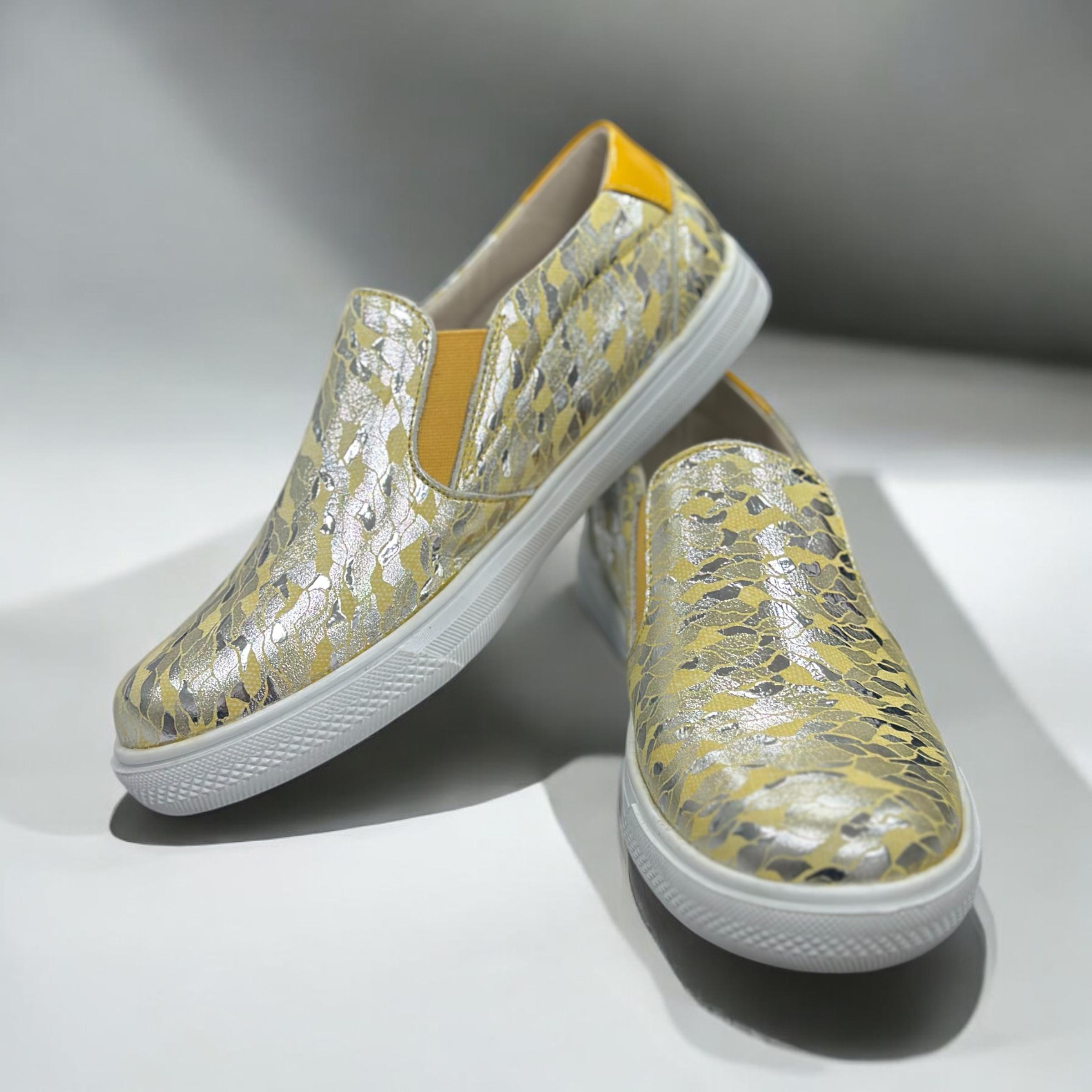 Слипоны детские Theo Leo с супинатором кожаные р. 34 Желтый/Серебристый/Белый (25989081) - фото 4 Слипоны детские Theo Leo с супинатором кожаные р. 34 Желтый/Серебристый/Белый (25989081) - фото 4