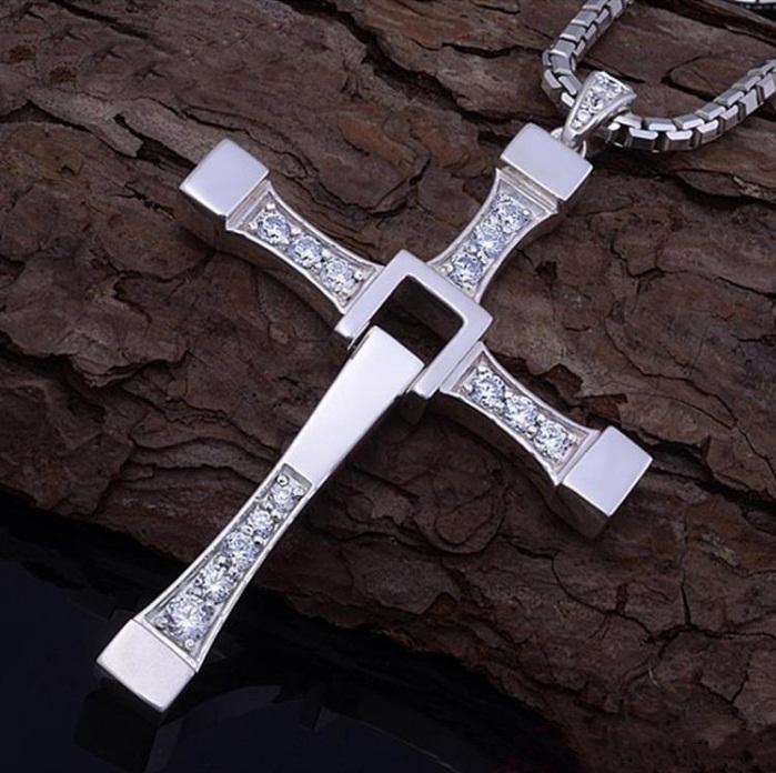 Крестик с камнями Торетто из нержавеющей медицинской стали (PSC-019)