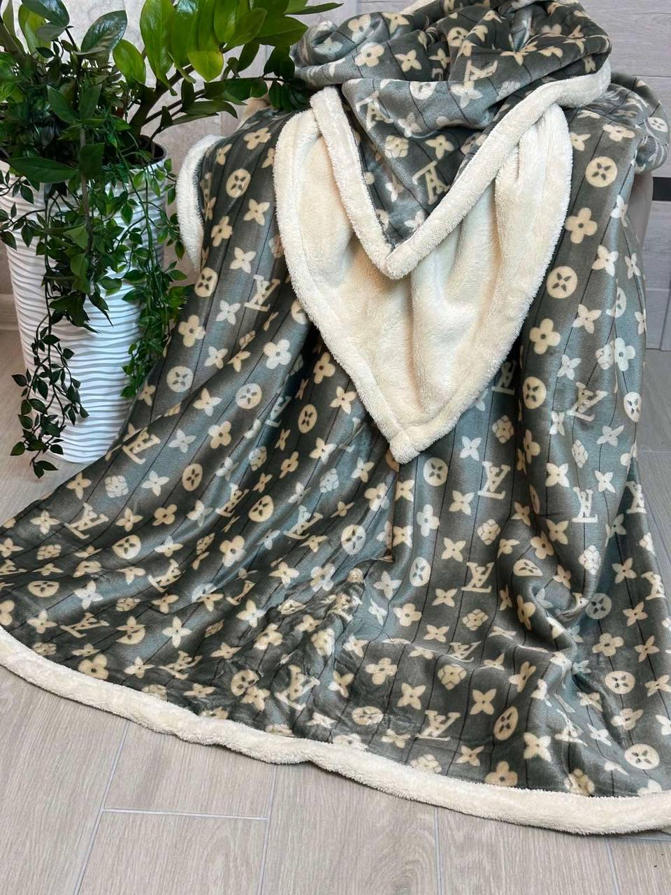 Плед велюровий на еко-овчині євро 200x220 см Графіт (П4К-al25-brand-011)