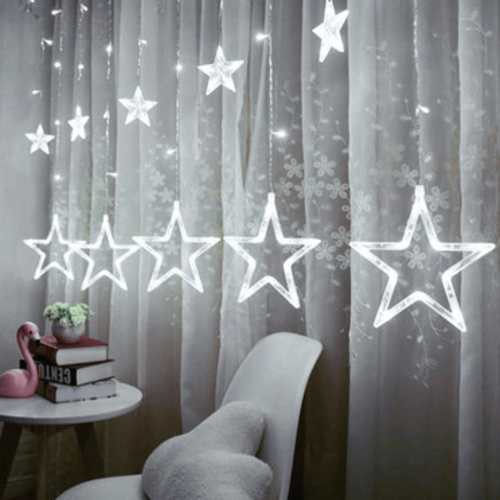 Гирлянда-штора светодиодная UKC Звезды от сети на 8 режимов 120 LED 3х1 м Белый (3-6-9175)