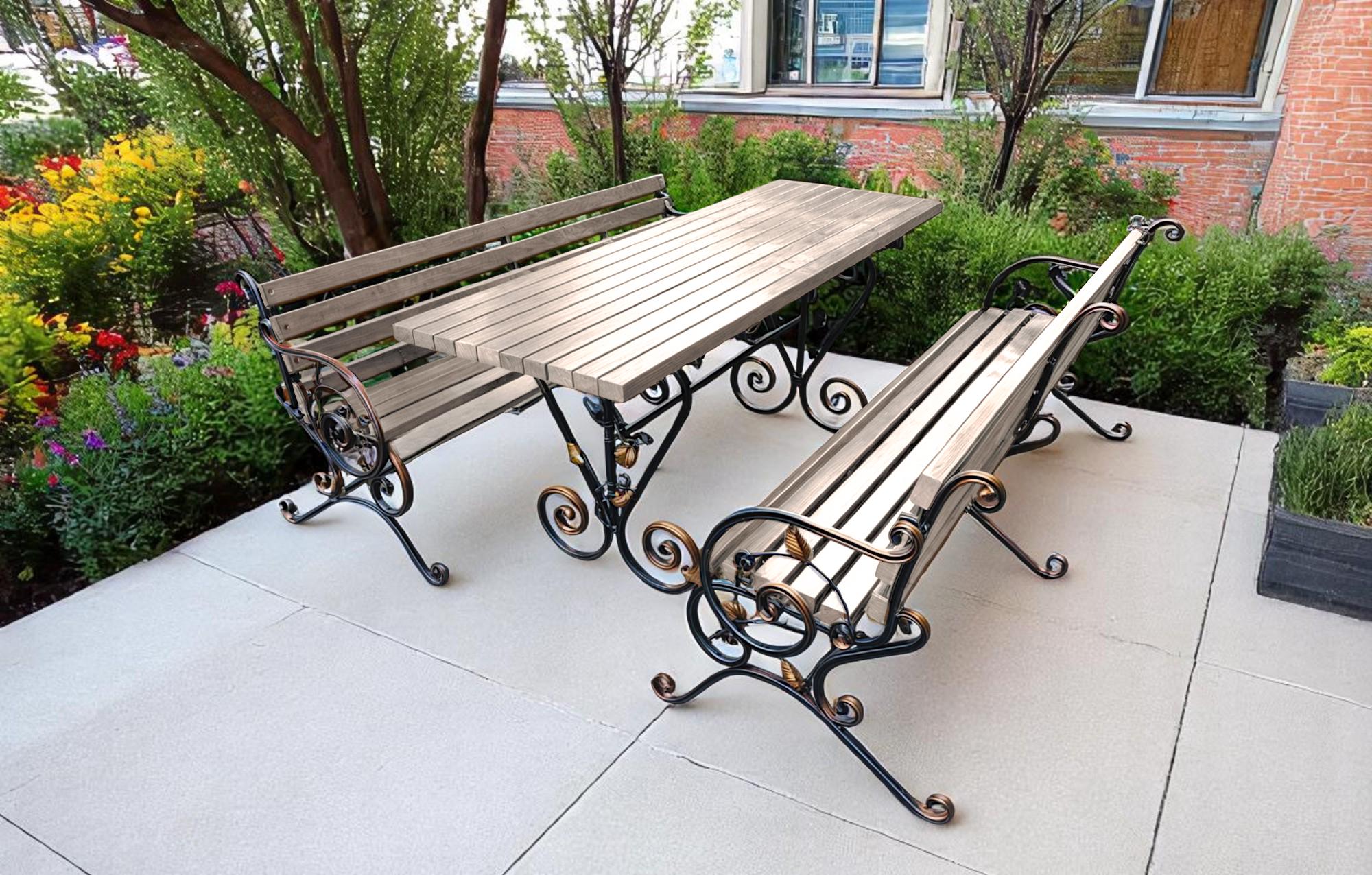 Лава садова кована Tobi Sho Камелія з підлокітниками 200 см Слонова кістка - фото 4