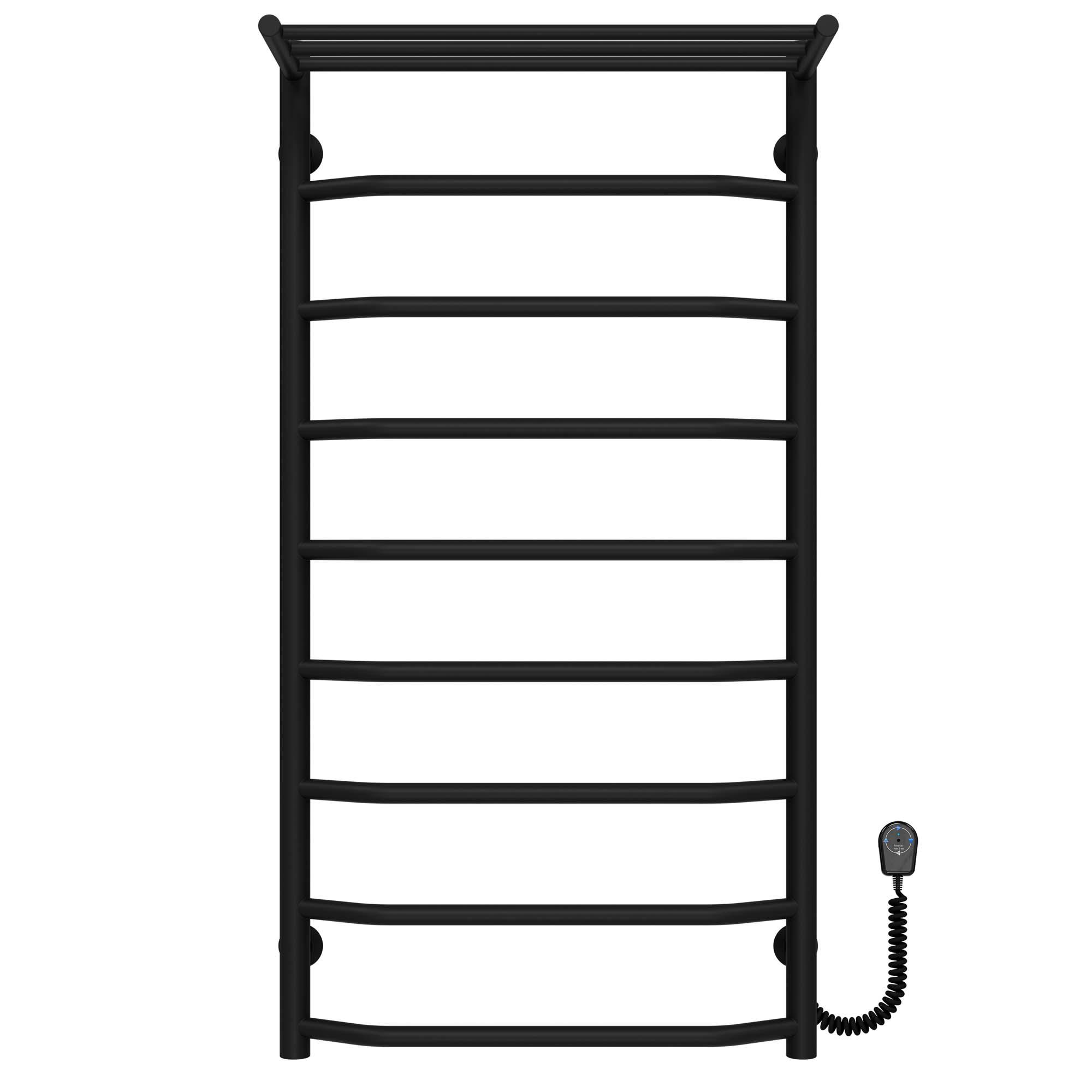 Полотенцесушитель электрический с полкой Deffi Трапеция П9 EF16 правое подключение нержавеющая сталь 500х1000 мм Черный (C.TP.100.50.9.EBR5)