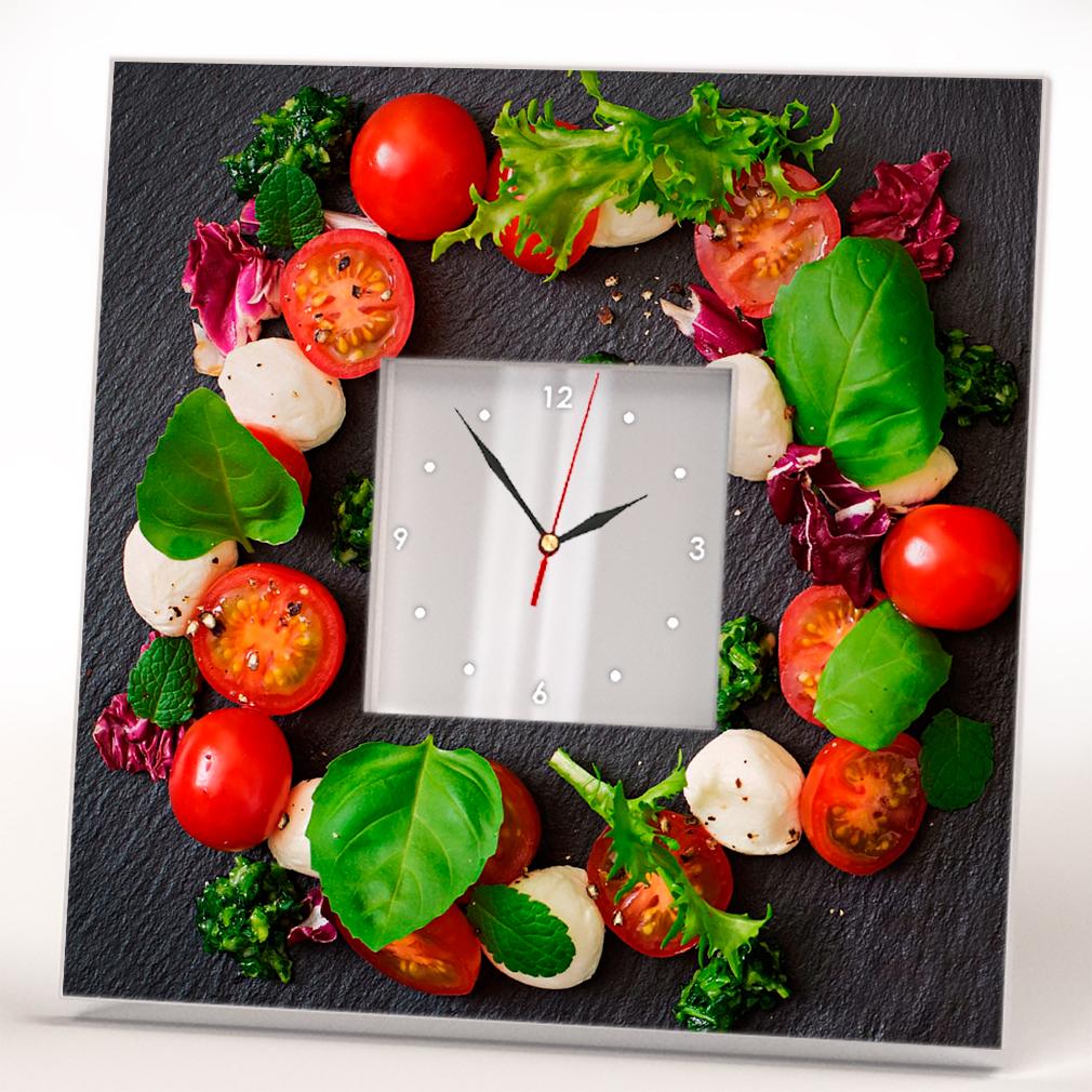 Часы Капрезе томаты/моцарелла/зелень 260x260 мм (C04190)
