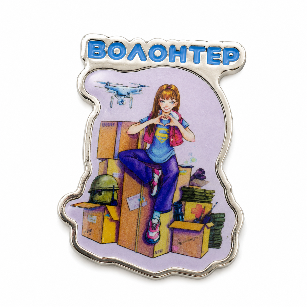Значок Волонтер металевий (1753430087)