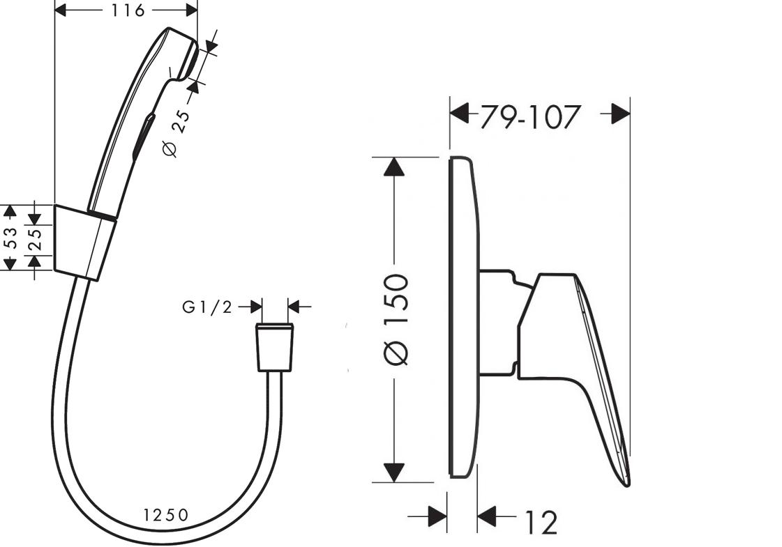 Набор гигиенического душа с смесителем Hansgrohe Logis S (20200005) - фото 2